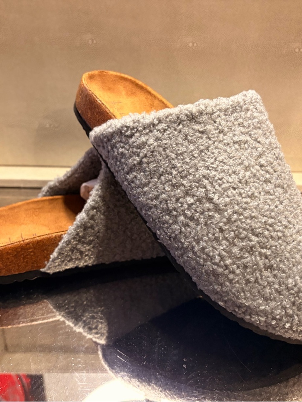 Nicole Miller Cozy Women's Gray Slip-On Shearling Mules 8W